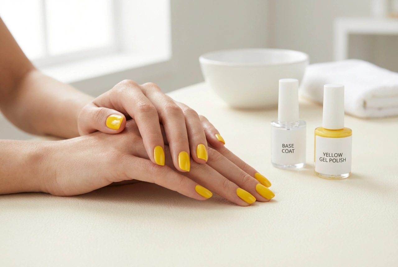Gelber UV-Nagellack ohne Streifen: Die richtige Basis und dünne Schichten