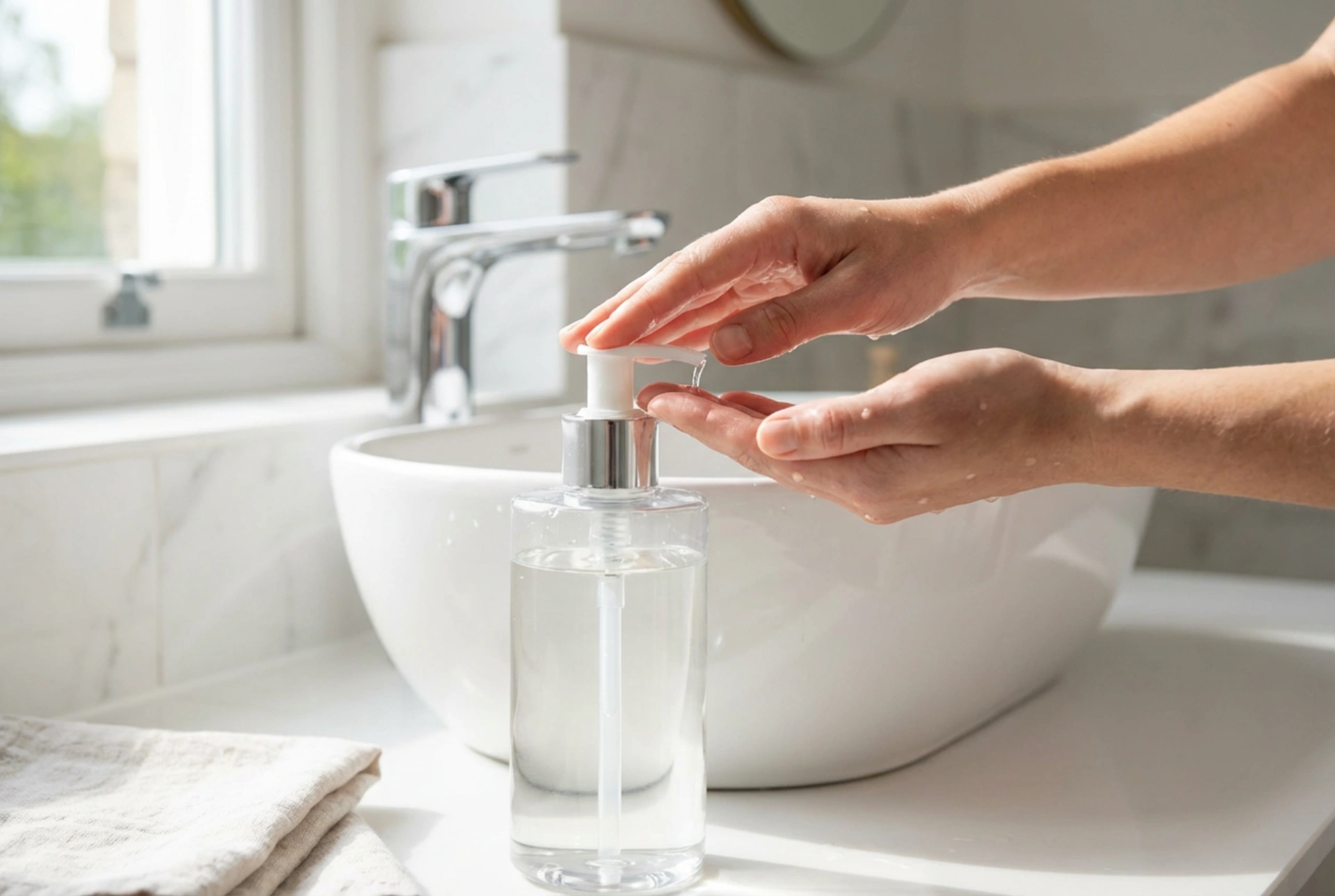 Flüssigseife: Hygienisches Waschen von Händen und Körper, Dosierung und Abspülen