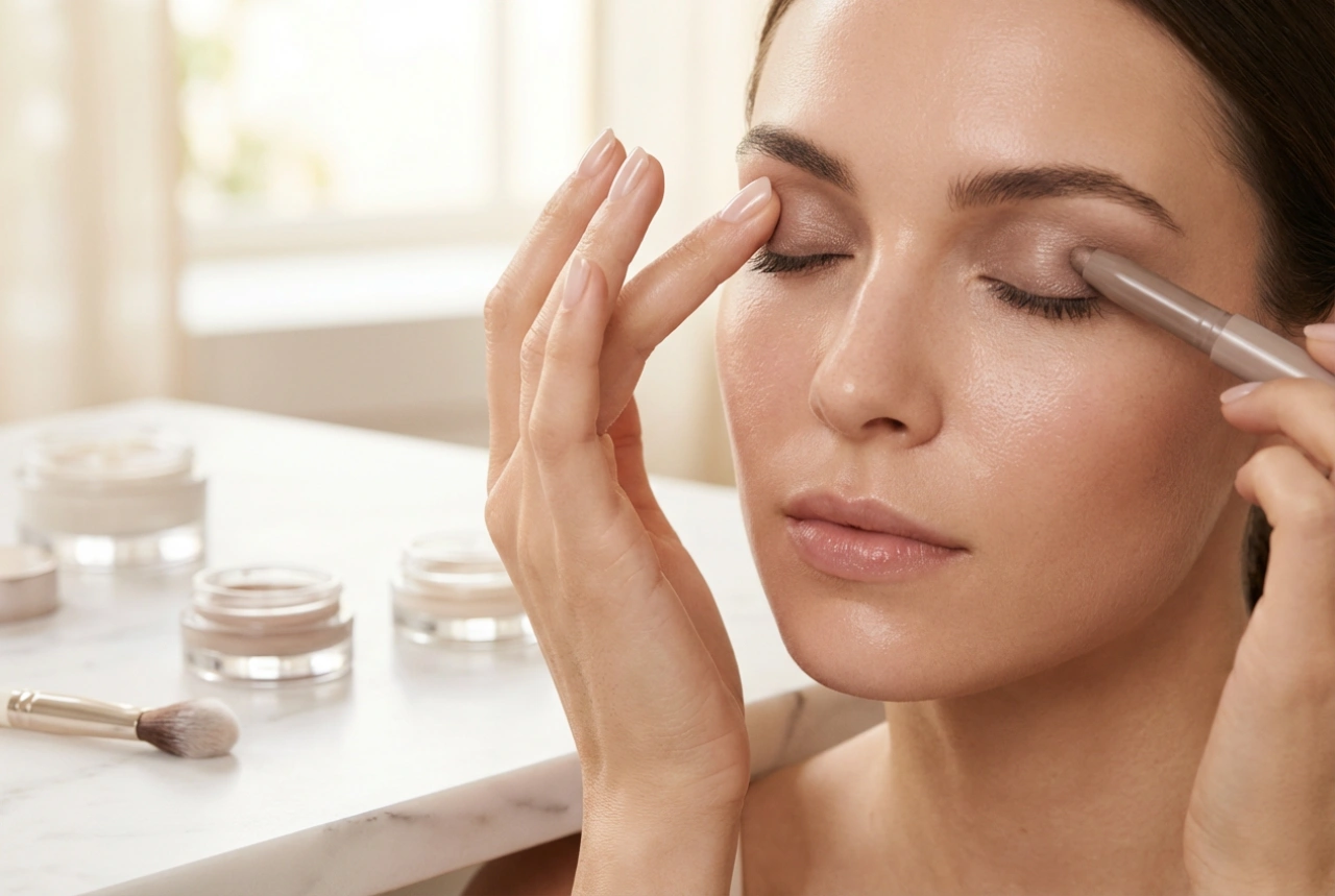 Lidschattenstift: schnelles Augen-Make-up, Verblenden und Fixieren