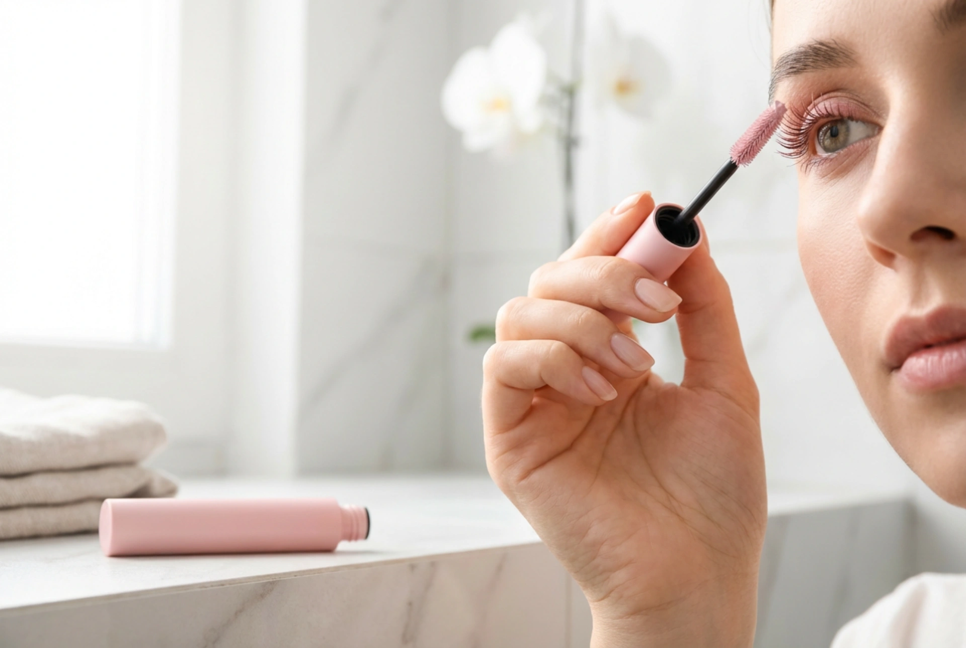 Pinke Mascara: Wann sie wirkt, womit man sie kombiniert und wie man die Intensität aufbaut