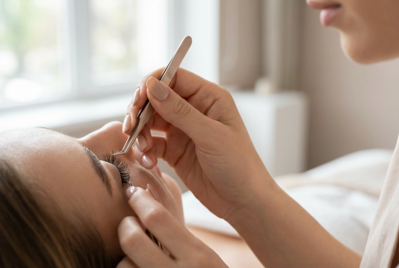 Wimpernbüschel mit Kleber: Schnelle Anwendung, Platzierung und Verblendung