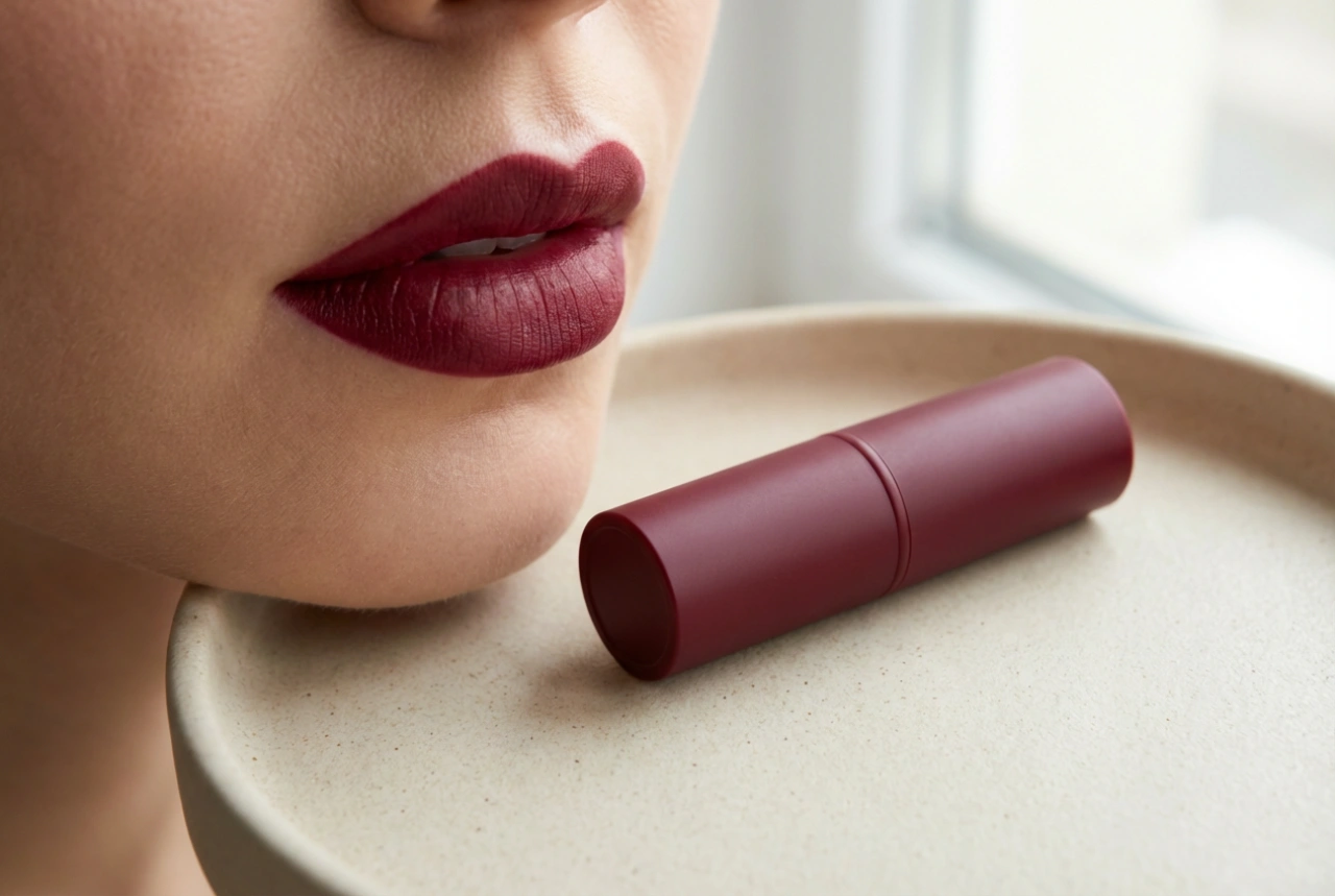 Burgunderroter Lippenstift: Perfekte Kontur, Präzision und Farbbeständigkeit