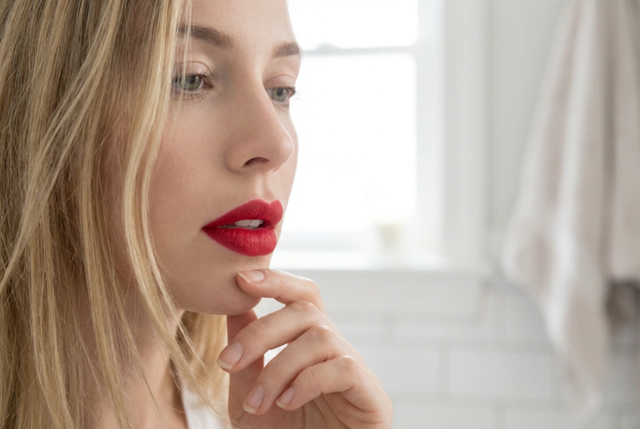 Roter Lippenstift für Blondinen: Nuancen, Kontrast und leichtes Augen-Make-up